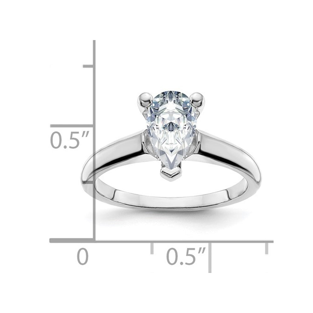 3.00 Carat (ctw Color D-E-F) Synthetic Pear-Cut Moissanite Solitaire Engagement Ring in 14K White Gold Image 2