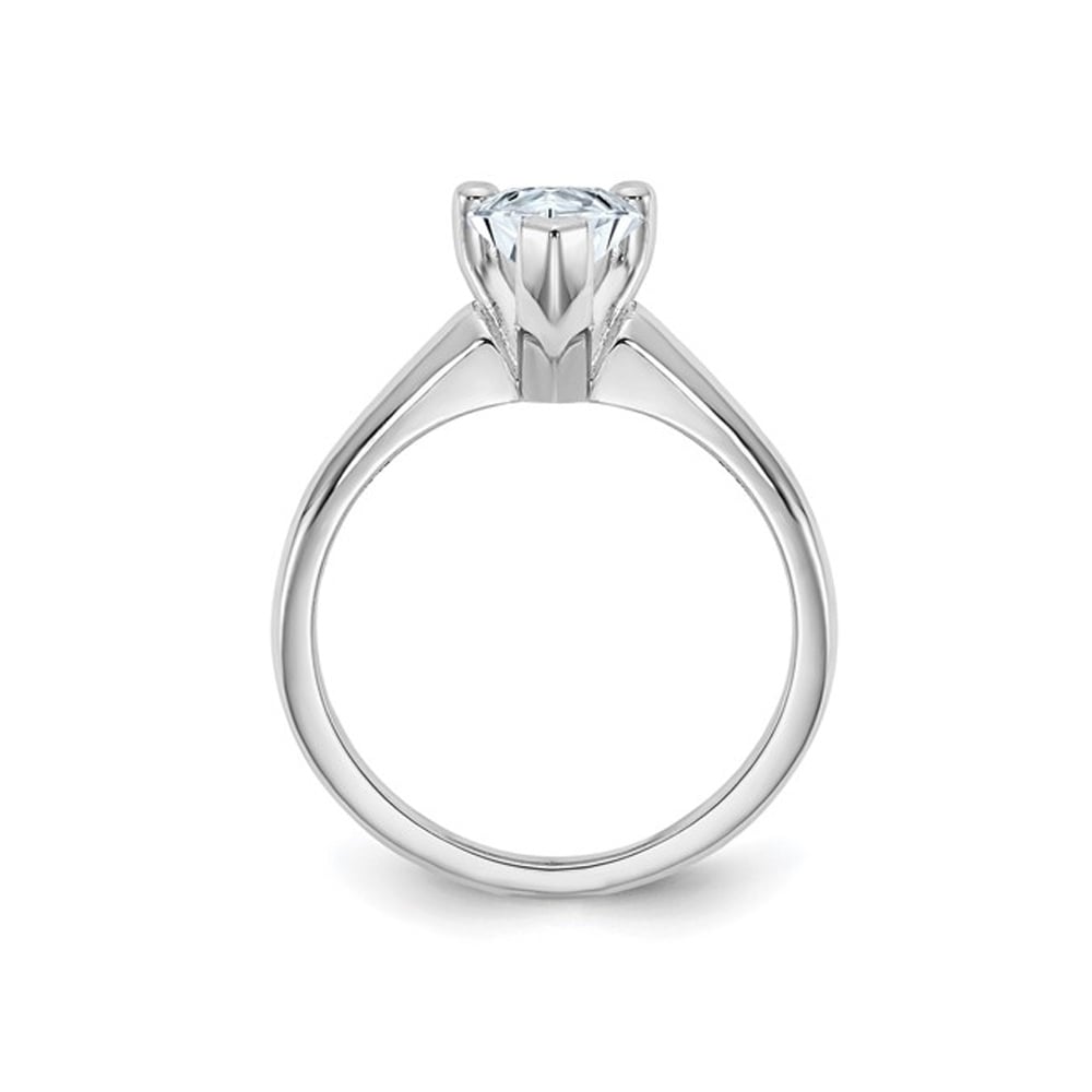 3.00 Carat (ctw Color D-E-F) Synthetic Pear-Cut Moissanite Solitaire Engagement Ring in 14K White Gold Image 3