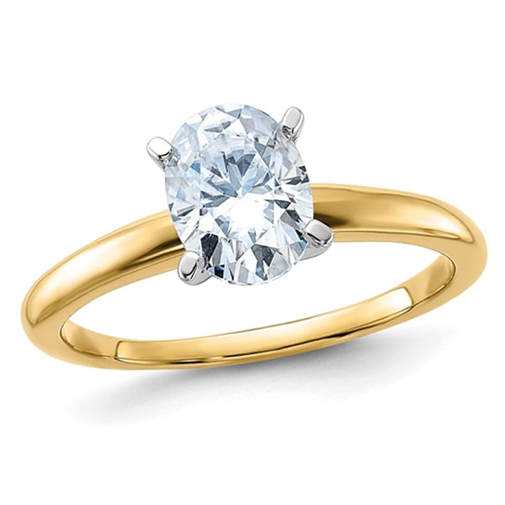 1 1/3 Carat (ctw Color G-H-I) Synthetic Oval Moissanite Solitaire Engagement Ring in 14K Yellow Gold Image 1