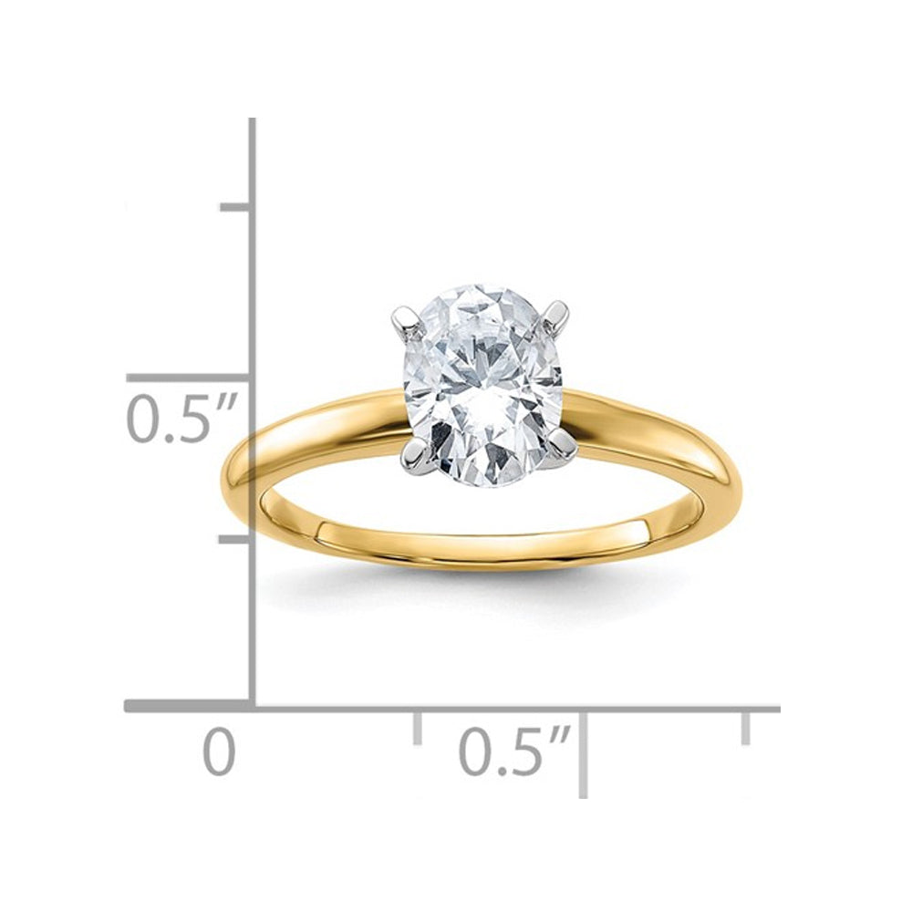 1 1/3 Carat (ctw Color G-H-I) Synthetic Oval Moissanite Solitaire Engagement Ring in 14K Yellow Gold Image 4