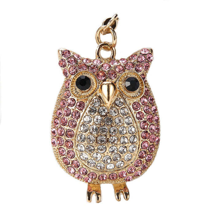 Gold Tone Owl Rhinestones Charm Keychain Car Key Chain with Key Rings for Women Girls Gifts Image 2