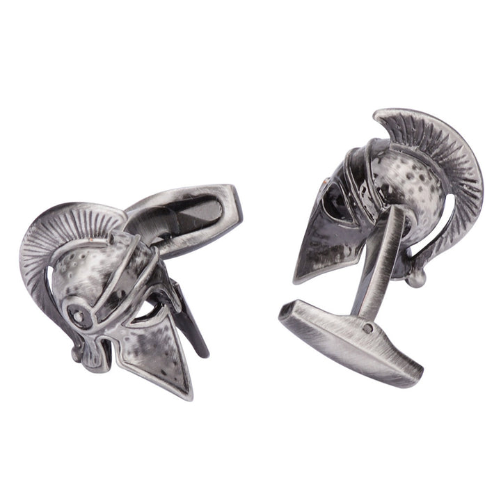 Spartan Helmet Cufflinks Highly Detailed Cuff Links Whale Tail Backing 3D Design Image 1