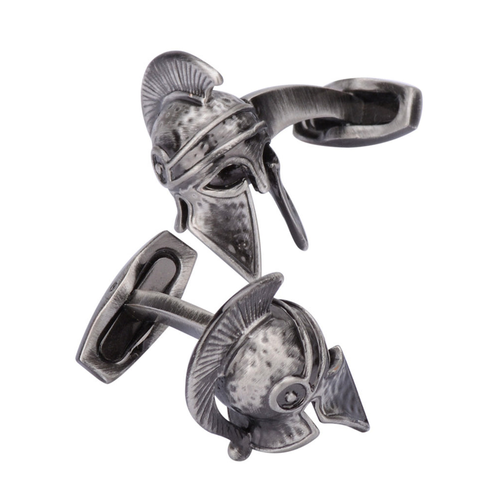 Spartan Helmet Cufflinks Highly Detailed Cuff Links Whale Tail Backing 3D Design Image 2