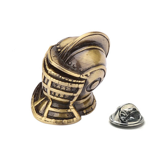 Knight Armor Helmet Lapel Pin Brass Finish Highly Detail 3D Design Tie Tack Image 1
