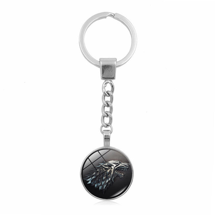 Keychain Stark Direwolf Sigil Key Ring Games of Thrones Image 1