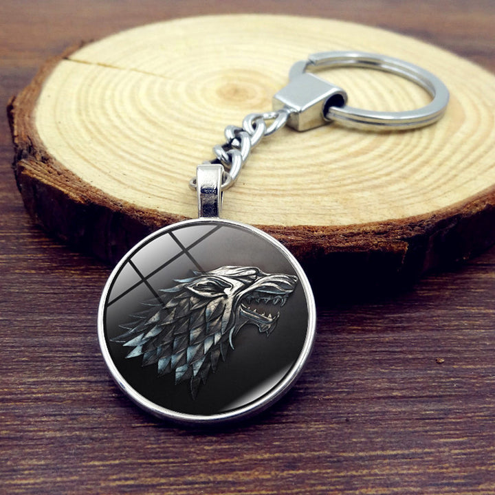 Keychain Stark Direwolf Sigil Key Ring Games of Thrones Image 3