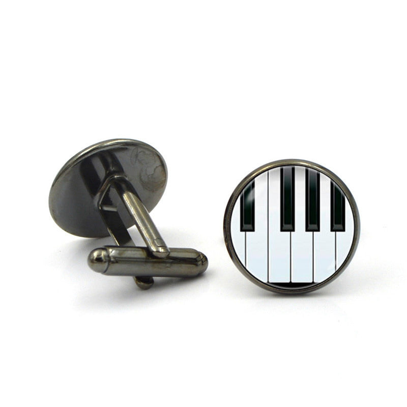 Piano Keys Cufflinks Musical White and Black Piano Keyboard Music Lover Cuff Links Image 1