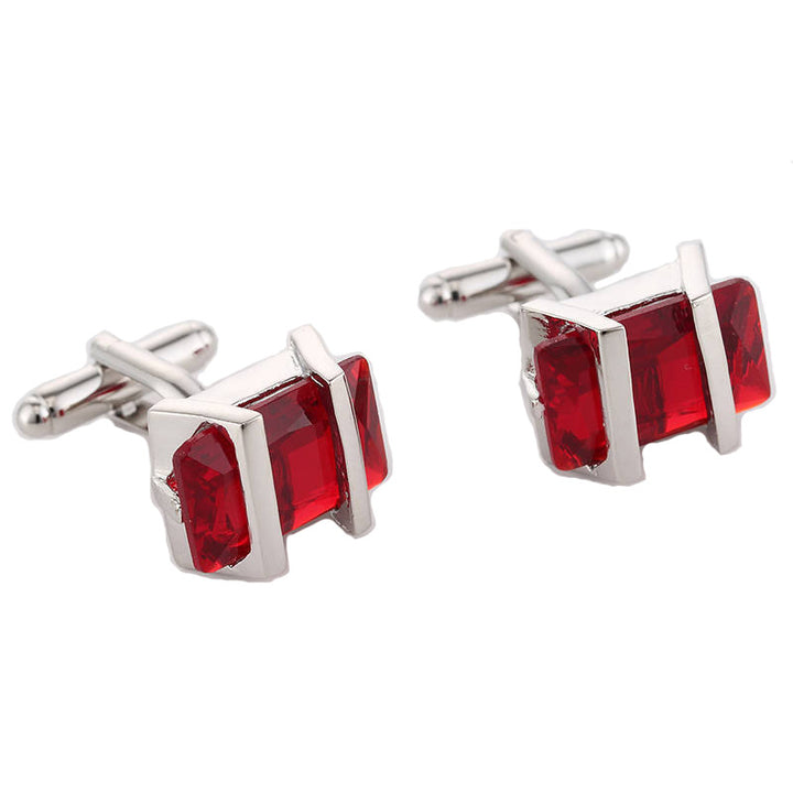 Mens Executive Cufflinks Montana Blood Stones Silver Bands Cuff Links Image 1