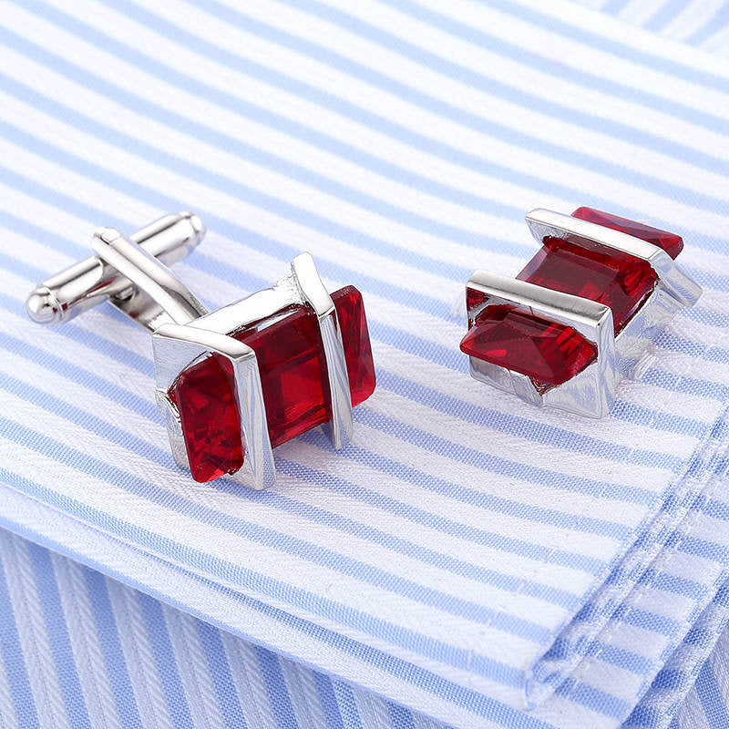 Mens Executive Cufflinks Montana Blood Stones Silver Bands Cuff Links Image 2