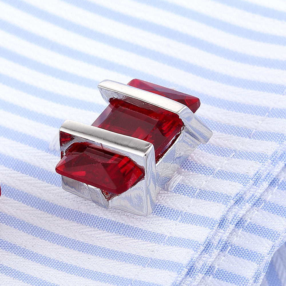 Mens Executive Cufflinks Montana Blood Stones Silver Bands Cuff Links Image 3