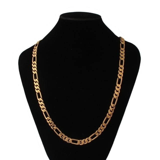18k Yellow Gold Filled Men Figaro Link Chain Image 1
