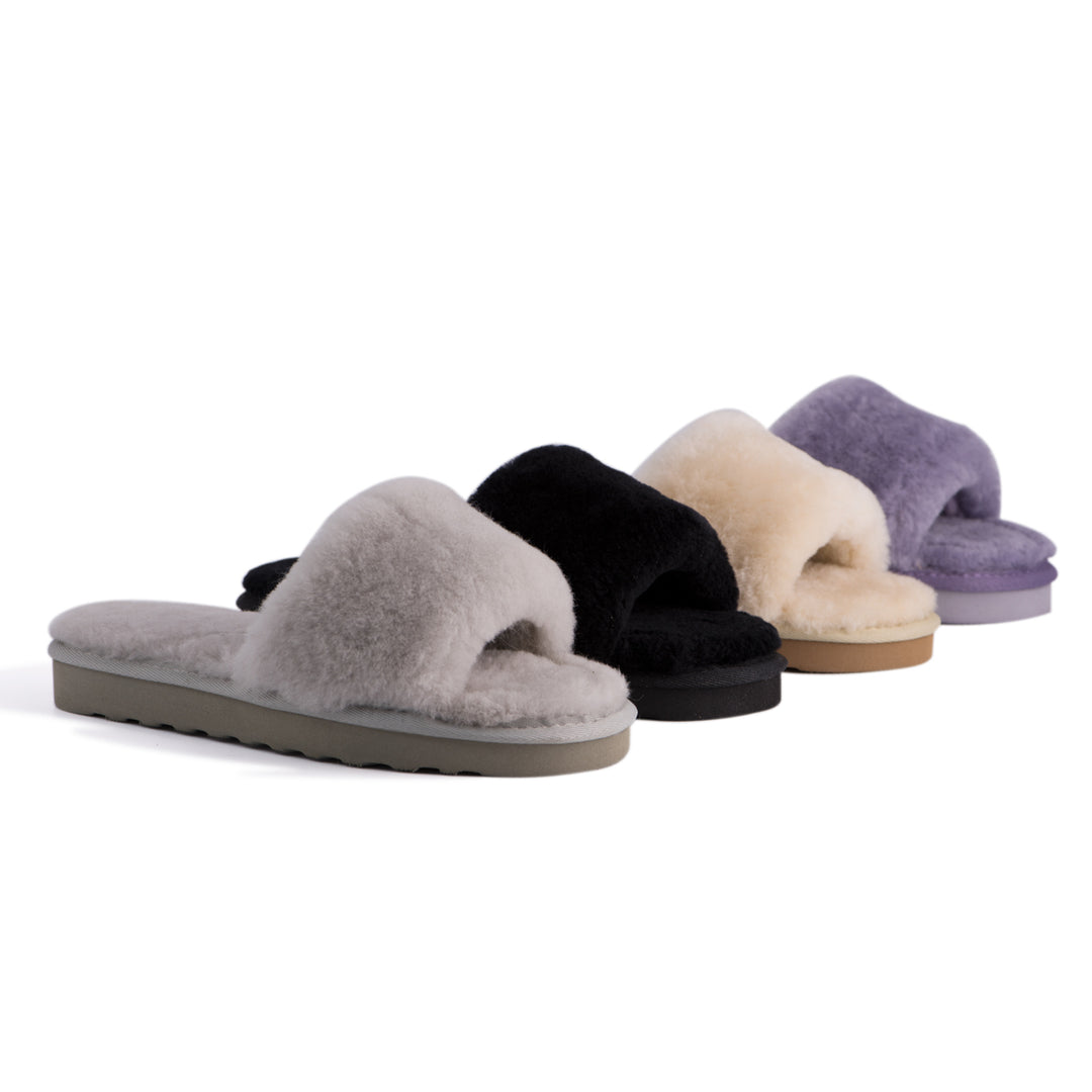 Aus Wooli Australia Womens Sheepskin Fluff Slide Slippers Image 1