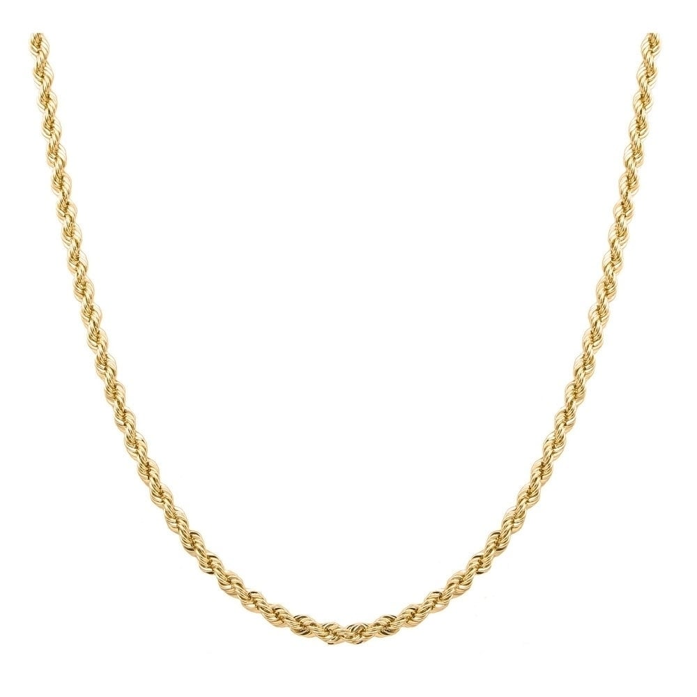 Solid Italian Diamond Cut Gold Sterling Silver Rope Chain in Sterling Silver Image 1