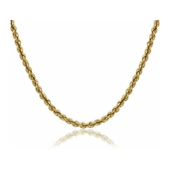 14K Solid Yellow Gold 1.8mm Rope Chain Necklace 20 Image 1