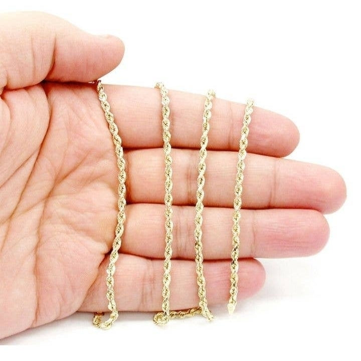 14K Solid Yellow Gold 1.8mm Rope Chain Necklace 20 Image 2