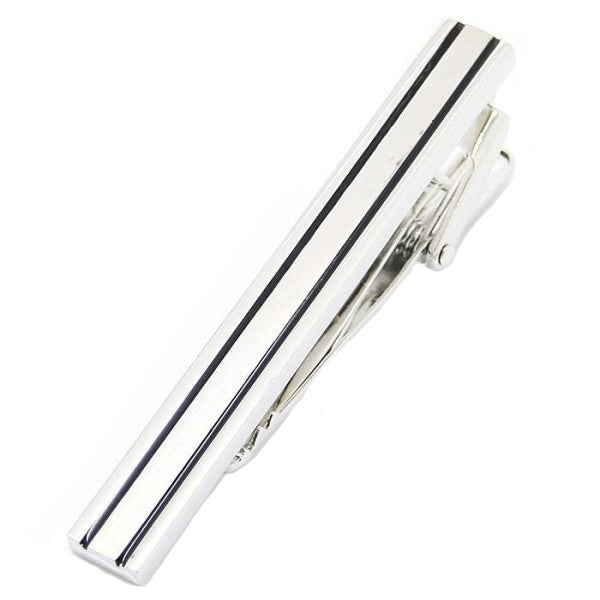 Shelby Tie Clip Racing Stripes Silver Black Design Tie Bar Image 1