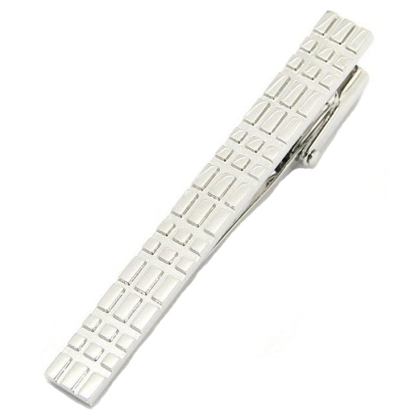 Tie Clip Silver Code Design Classic Look and Style Tie Bar Image 1
