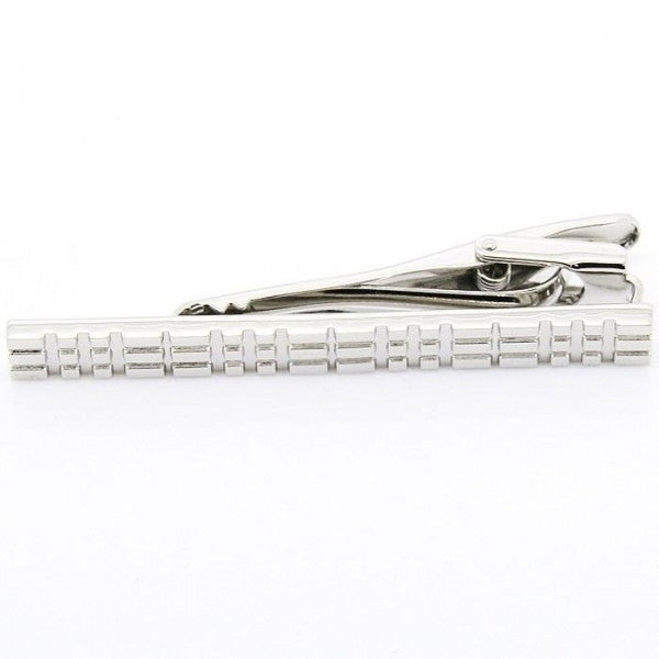 Tie Clip Silver Code Design Classic Look and Style Tie Bar Image 3