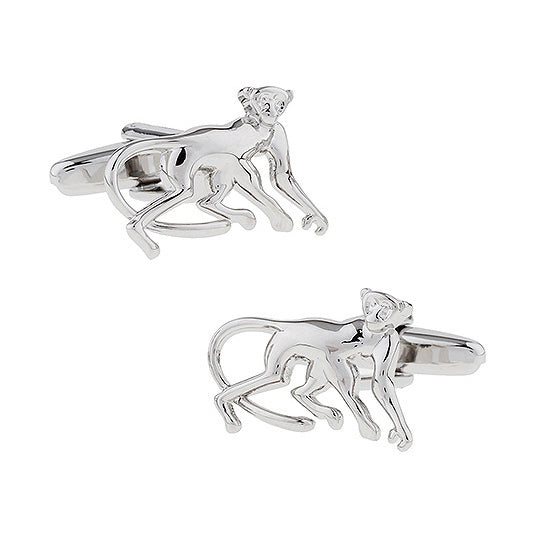 Year of the Monkey Cufflinks Silver 3D Design Cuff Links Image 1