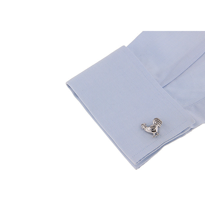 Year of the Rooster Cufflinks Silver 3D Design Chicken Cuff Links Image 3
