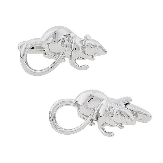 The Year of the Rat Cufflinks Silver 3D Design Cuff Links Image 1