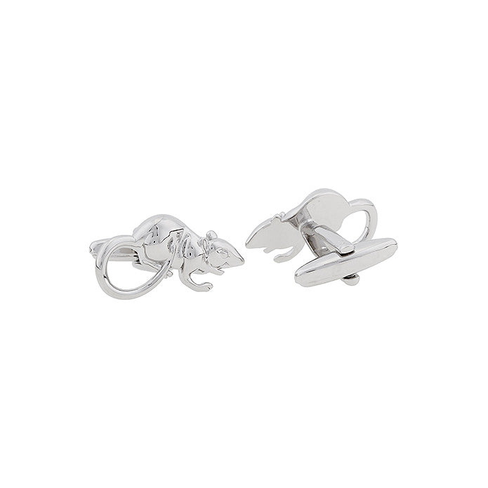The Year of the Rat Cufflinks Silver 3D Design Cuff Links Image 2