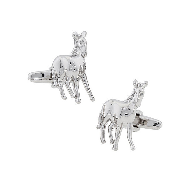 Silver Horse Cufflinks 3D Design Cuff Links Image 1