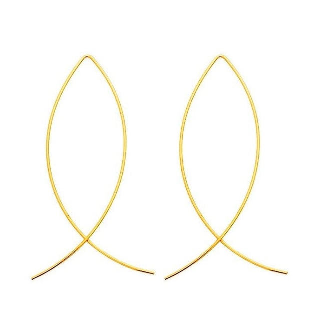 Womens 18K Gold Plated Hoop Fish Hooks Earrings Image 1