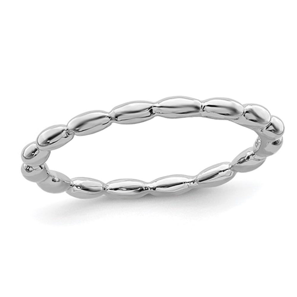 Sterling Silver Stackable Bead Ring Band Image 1