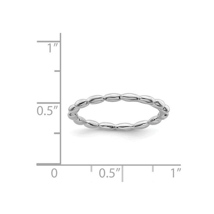 Sterling Silver Stackable Bead Ring Band Image 2