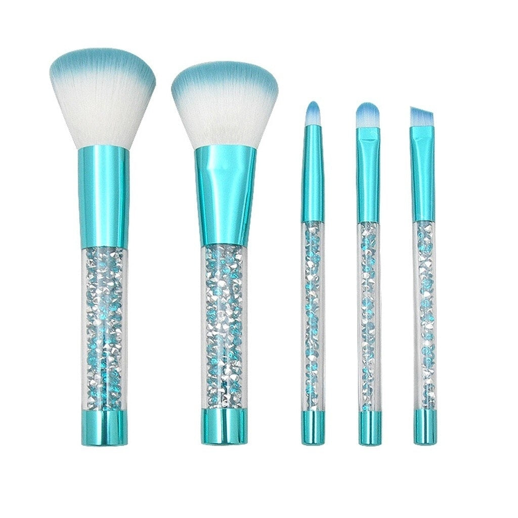 5-Pack Makeup Brush Set with Crystal Diamond Handle for Eye Shadow Eye Brow Image 1