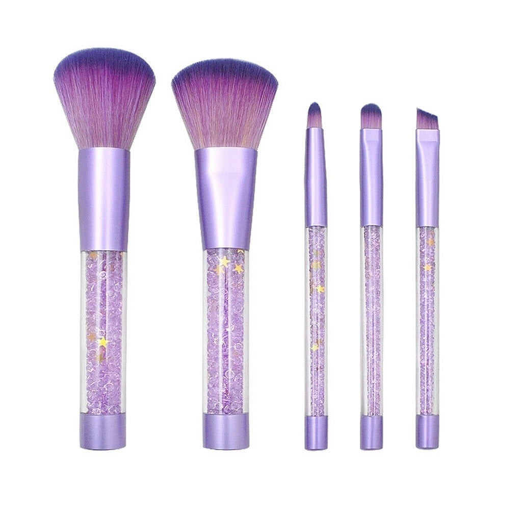 5-Pack Makeup Brush Set with Crystal Diamond Handle for Eye Shadow Eye Brow Image 2