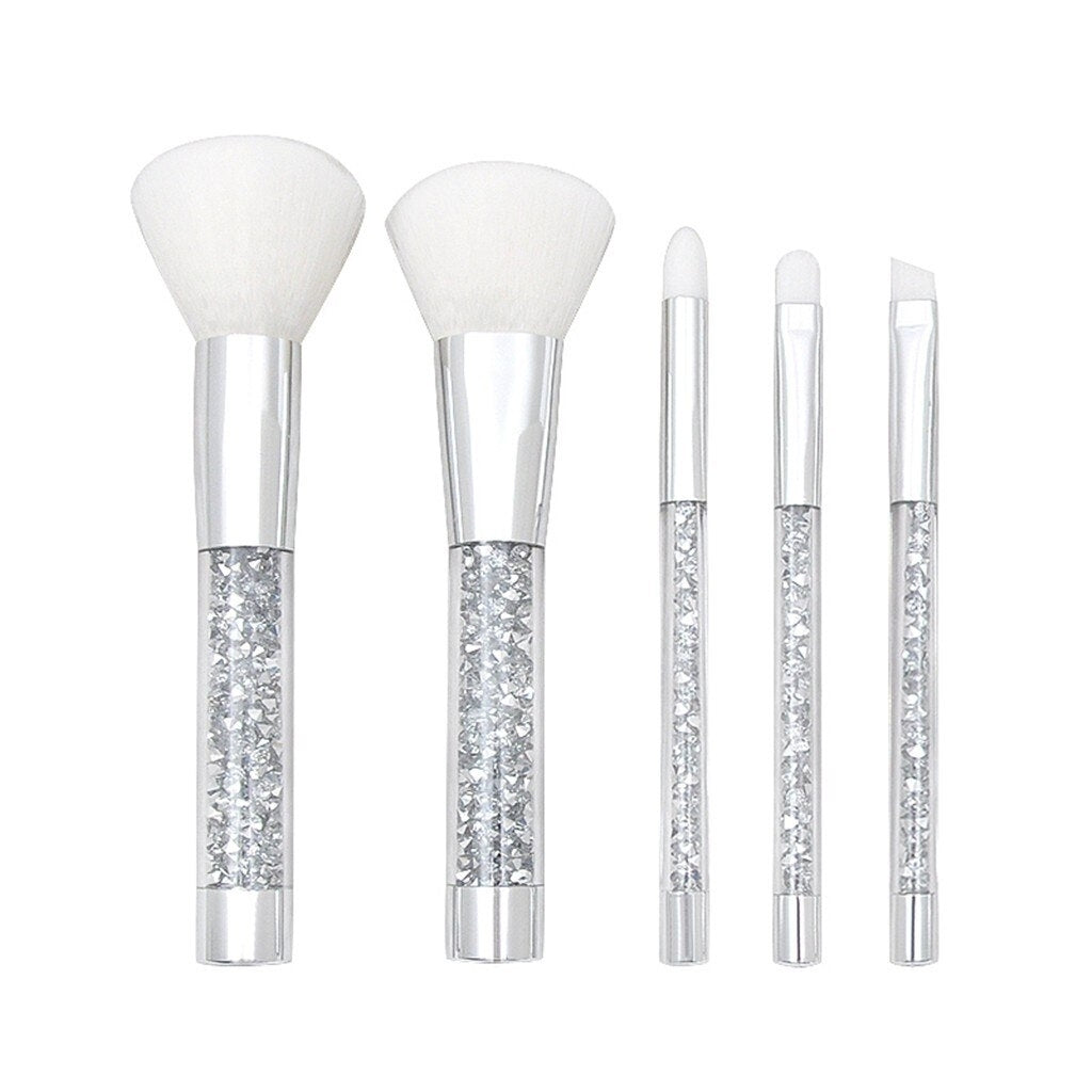 5-Pack Makeup Brush Set with Crystal Diamond Handle for Eye Shadow Eye Brow Image 3