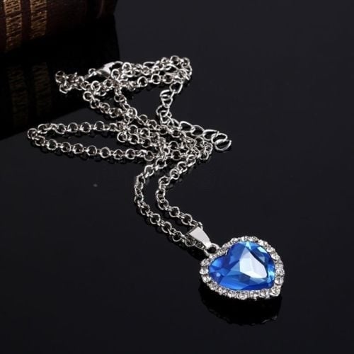 Sterling Silver Plated Heart Pendant Necklace Made with Cubic Zirconia Crystals Image 3