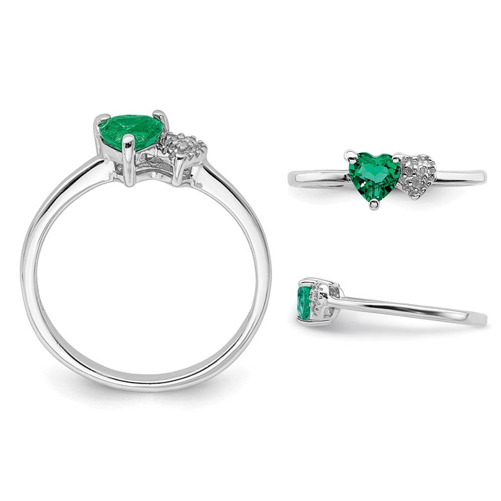 1/2 Carat (ctw) Lab-Created Emerald Heart Ring in Sterling Silver Image 4