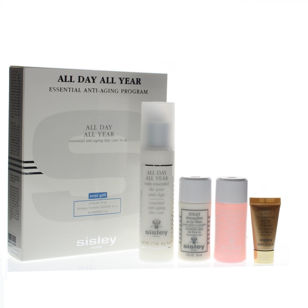 Sisley All Day All Year Anti-Aging Program 4pc Kit Day Cream Cleansing Toning Night Image 1