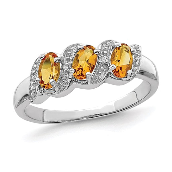 1/2 Carat Three Stone Citrine Ring in Sterling Silver Image 1