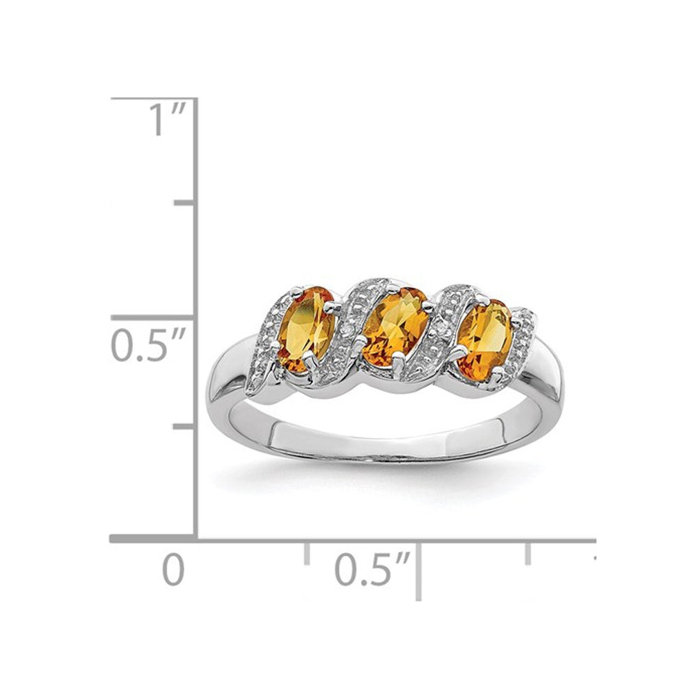 1/2 Carat Three Stone Citrine Ring in Sterling Silver Image 2