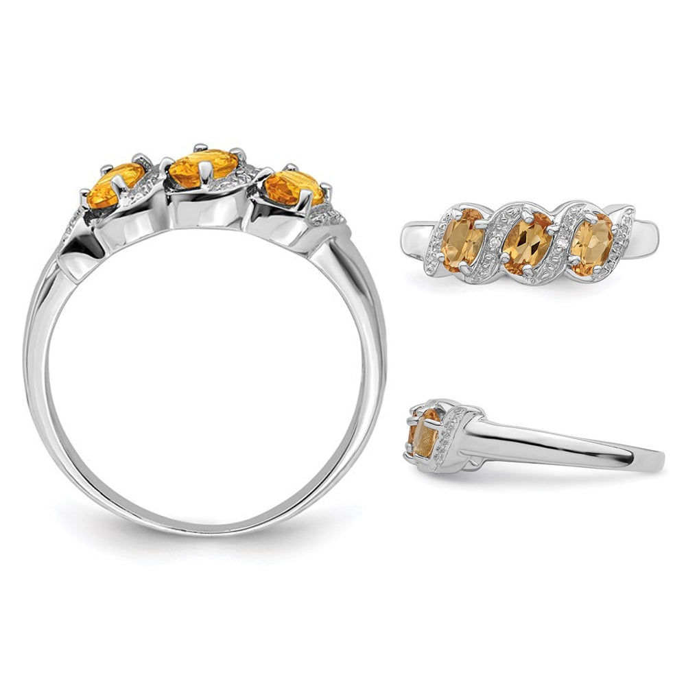 1/2 Carat Three Stone Citrine Ring in Sterling Silver Image 3