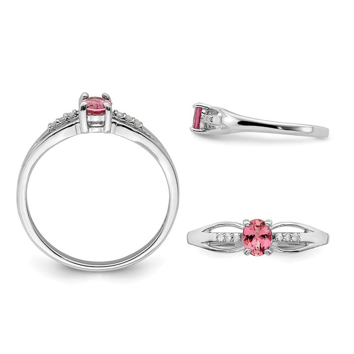 1/3 Carat (ctw) Pink Tourmaline Ring in Sterling Silver Image 3