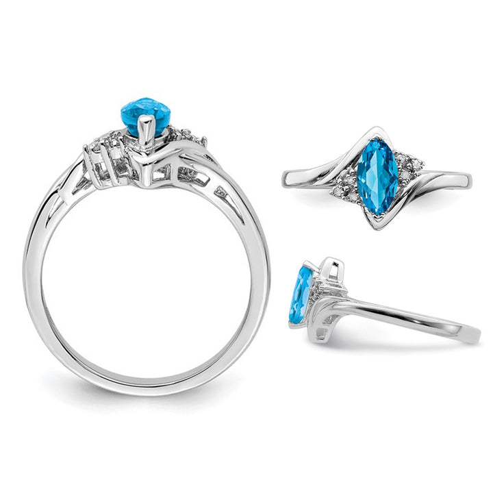 1/2 Carat (ctw) Marquise-Cut Blue Topaz Ring in Sterling Silver Image 3