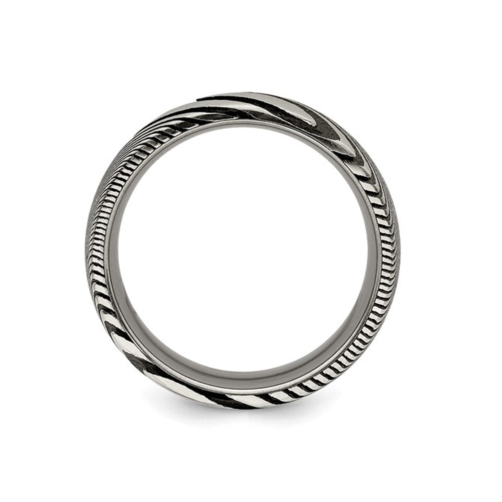 Mens Damascus Steel Polished Band Ring 8mm Image 3