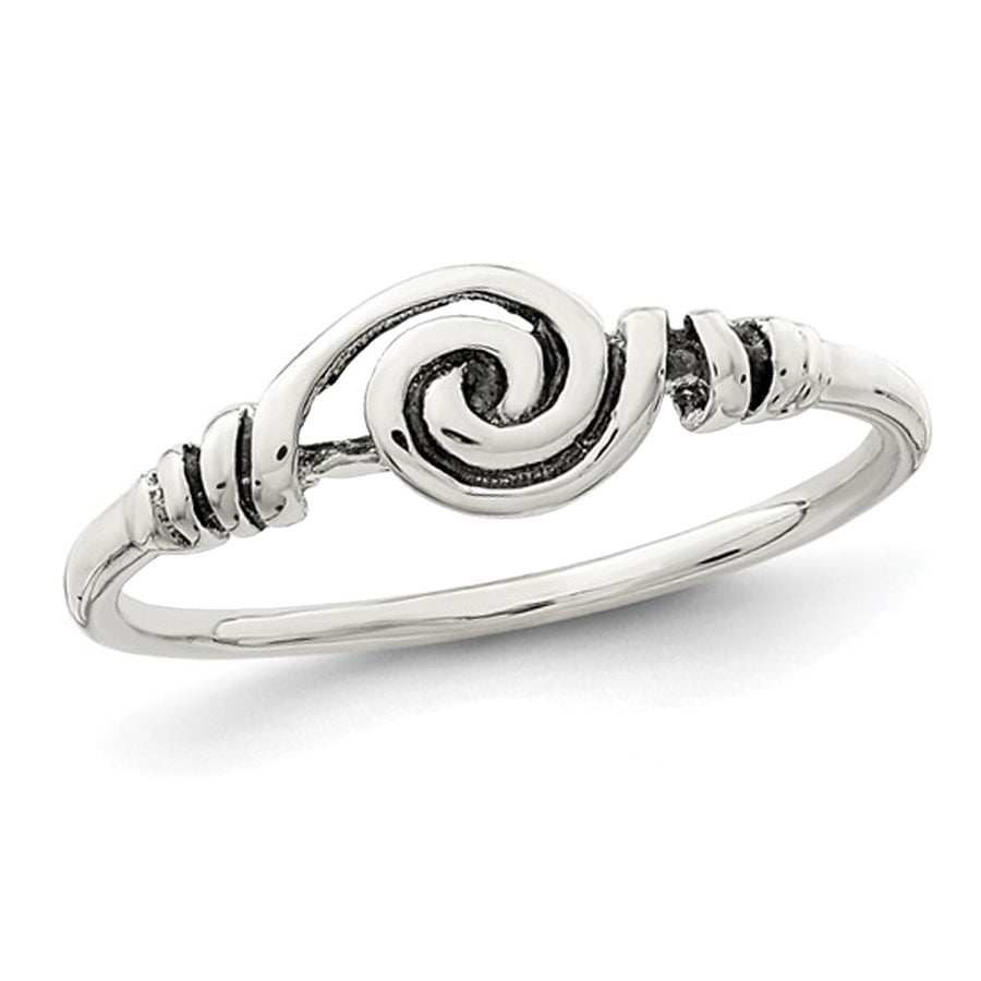 Ladies Antiqued Swirl Ring in Sterling Silver Image 1