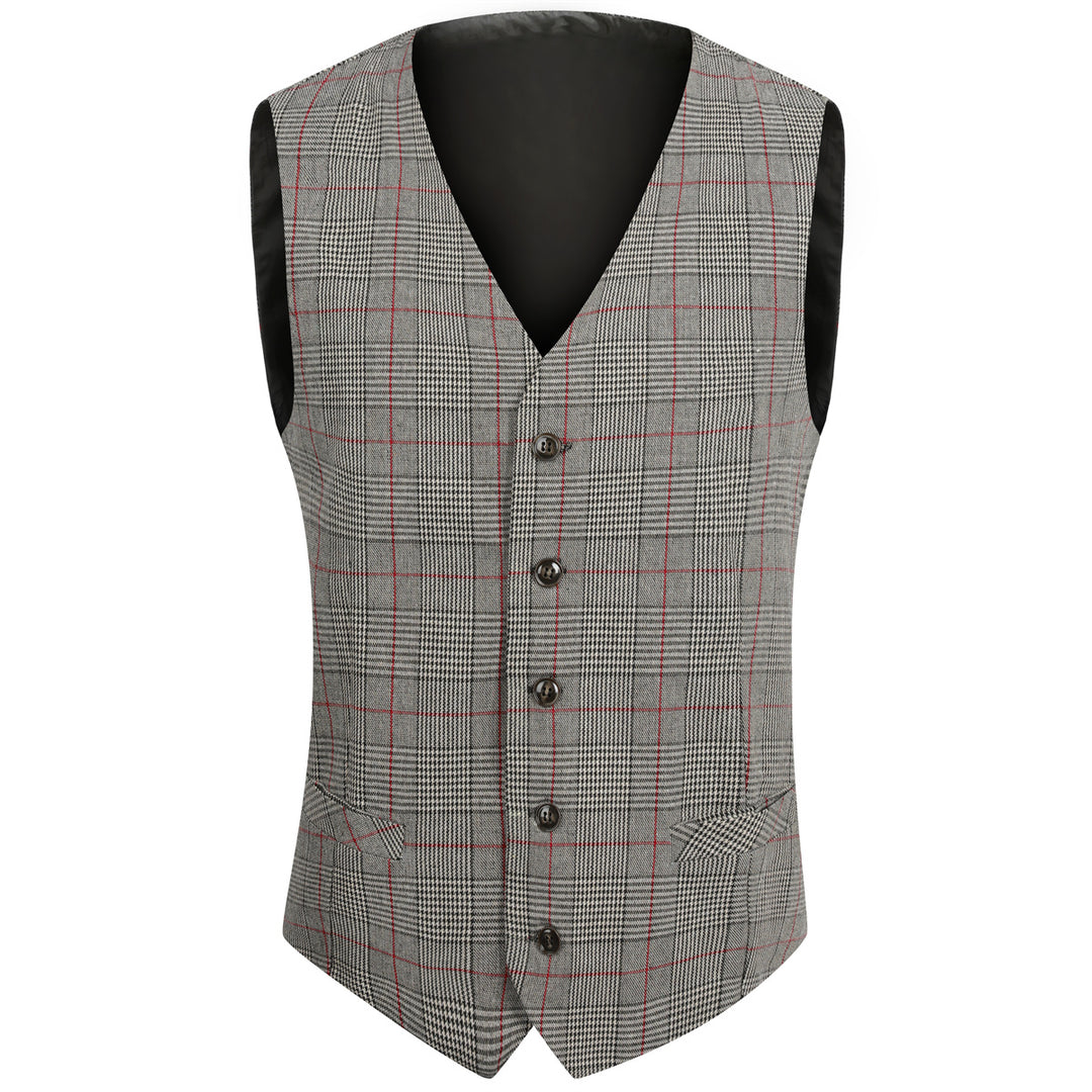Mens Slim Check Suit Vest business Slim Fit Plaid Vest Image 1