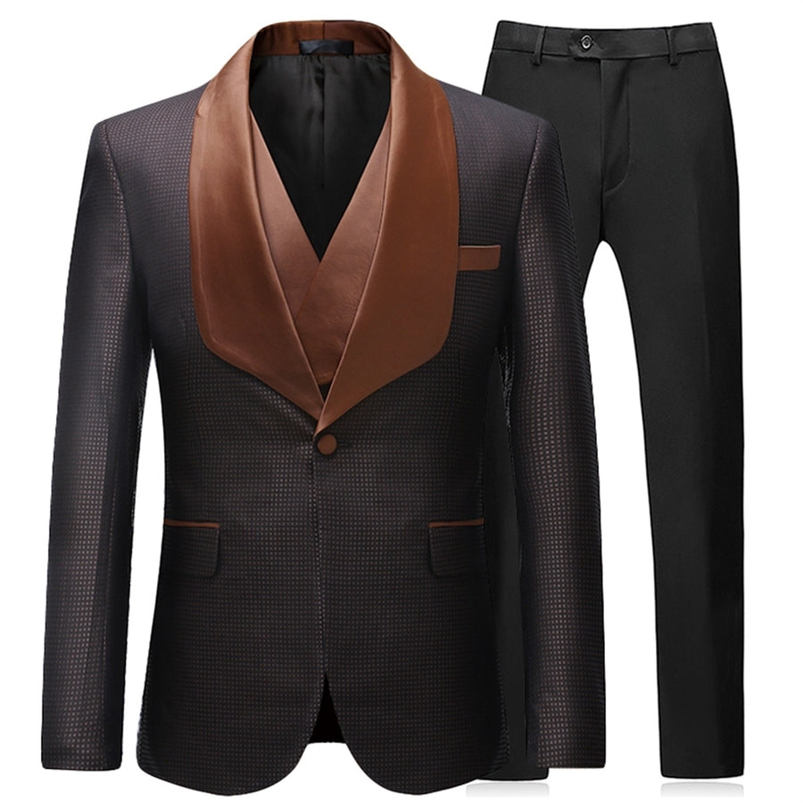 3 Pieces Men Suit Business Casual Men Dress Suits Spring Autumn Slim Fit Wedding Party Blazer Pant Vest Set Image 1