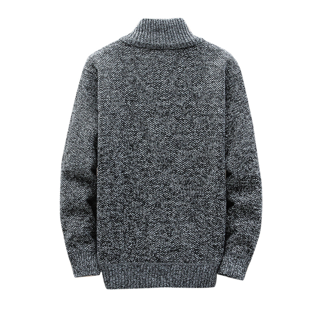 Men Geometry Thick Cardigan Simple Hooded Jacket Velvet Warm Winter Sweater Image 4