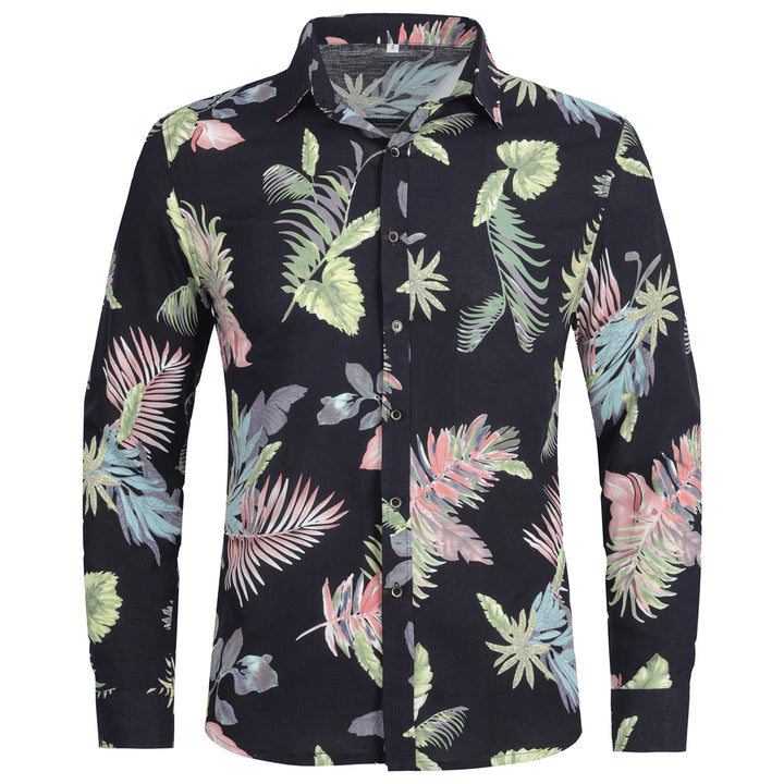 Men Casual Shirt Fashion Long Sleeve Printing Beach Shirts Abstract Turn Down Collar Blouse Image 1