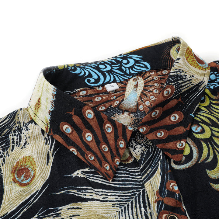 Men Casual Shirt Fashion Long Sleeve Printing Beach Shirts Abstract Turn Down Collar Blouse Image 4