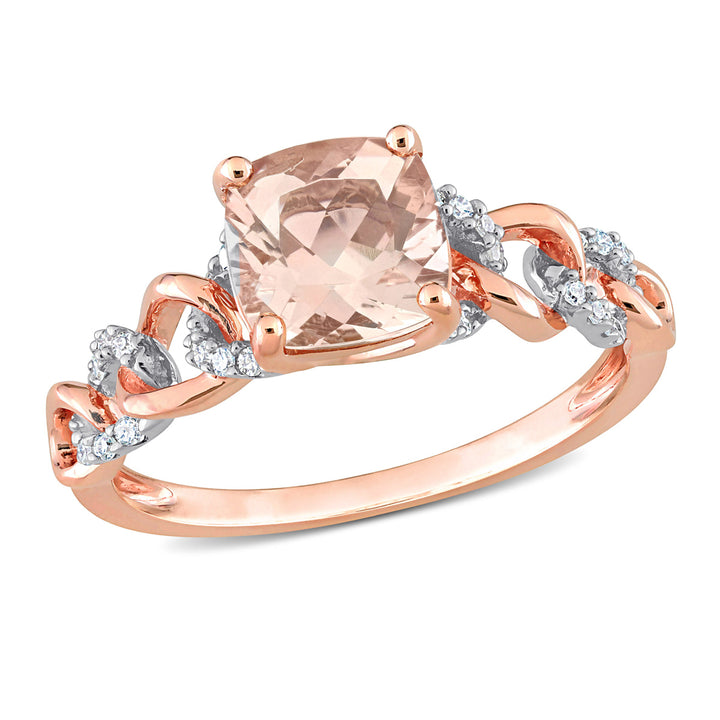 1 5/8 Carat (ctw) Morganite and Diamond Ring in 10K Rose Pink Gold Image 1