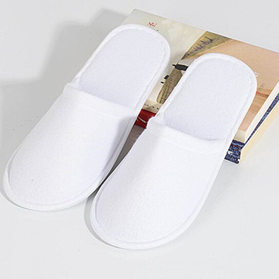 Ergonomic Unisex Disposable Solid Color Non-Slip Closed Toe Flat Shoes Hotel Slippers Image 3